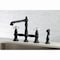 Kingston Brass English Country 8" Bridge Kitchen Faucet W/ Sprayer, Black KS7270PXBS - alternate 6